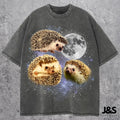 Three Hedgehog Retro Graphic T-shirts, Vintage Hedgehog Moon Tshirt,