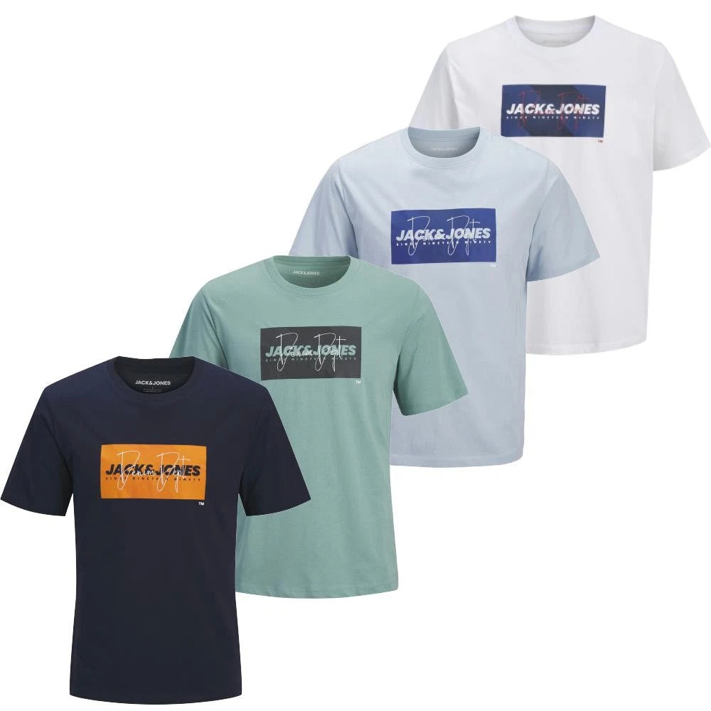 Jack & Jones Mens Regular Fit Cotton Crew Neck Short Sleeve Casual T-Shirts
