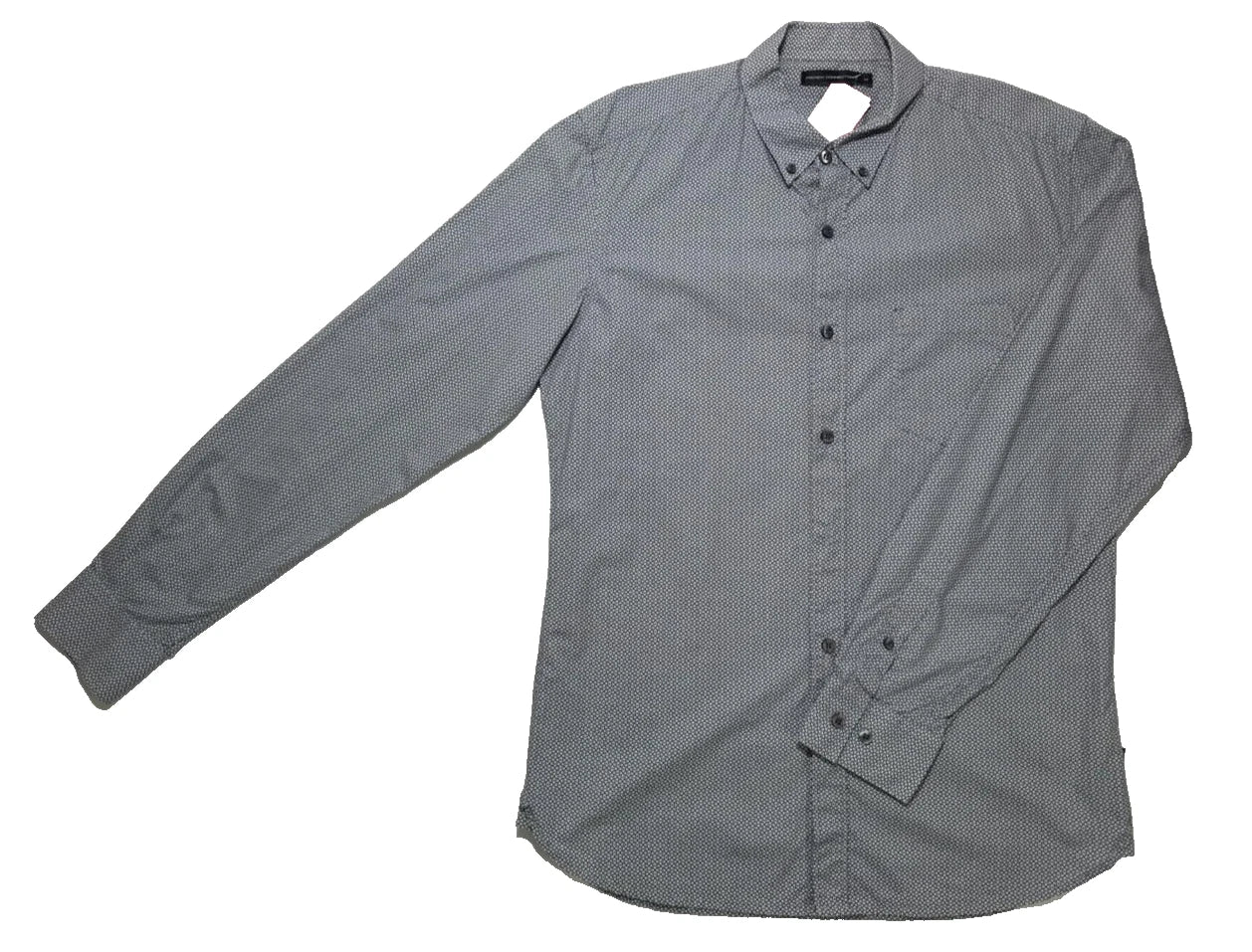 French Connection Men'S Shirt - Dark Navy Ditsy Slim Long Sleeve Formal - Size M