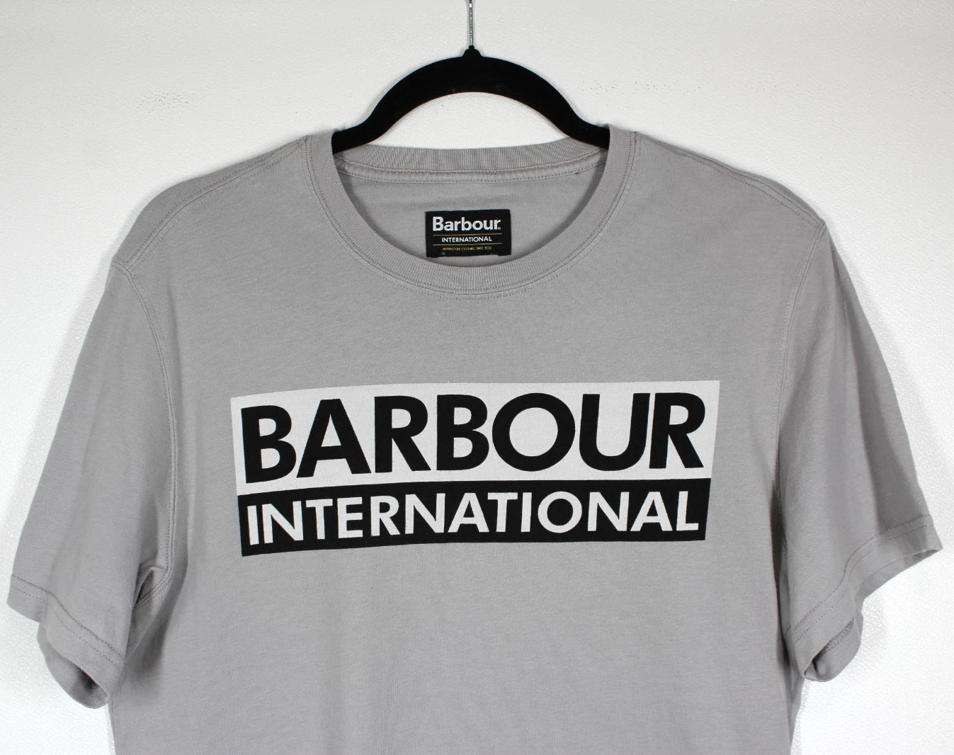 BARBOUR INTERNATIONAL Grey Crew Neck Slim-Fit T-Shirt 100% Cotton I Size Medium