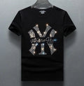 New Men Luxury Rhinestones Fashion T-Shirt High Quality Black White