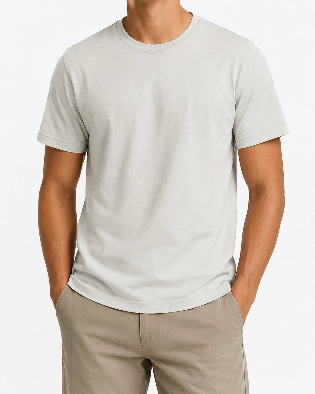 ZARA Men's White Minimal T-Shirt Size L Regular Crew Neck Cotton Jersey