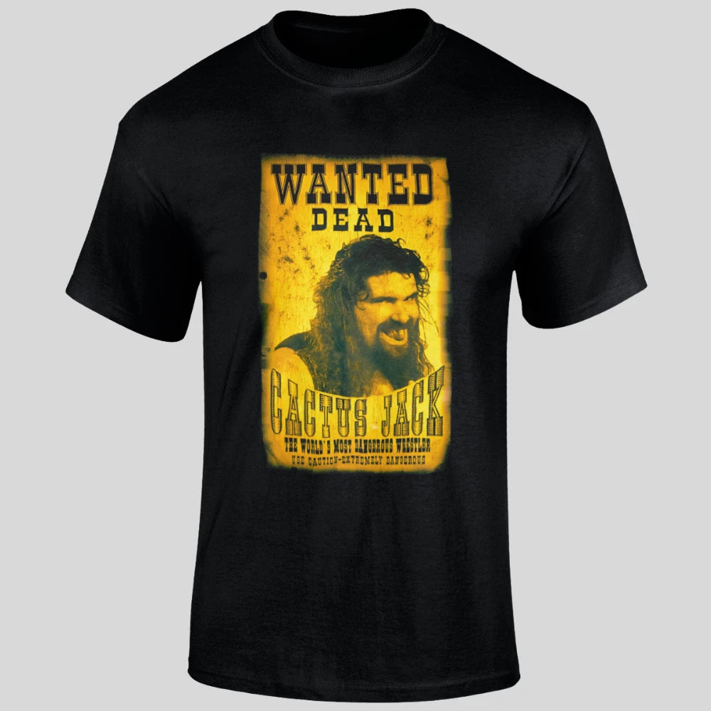 Cactus Jack T Shirt Retro Wanted Dead Poster Wrestling Tribute  Mick Foley Tee