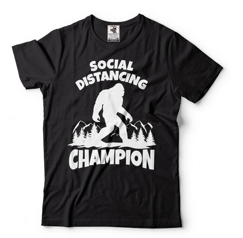 Sasquatch Social Distancing World Champion Bigfoot T-Shirt Funny Quarantine Tee