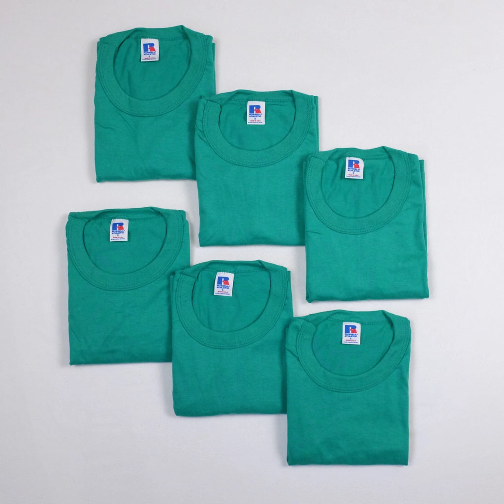 Vintage Russell Athletic Adult S Athletic Green Basic T-Shirt - Lot of 6