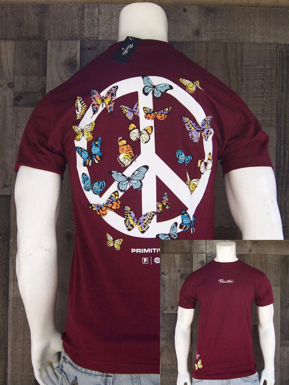 New Primitive Apparel Codes Hope Burgundy Mens Sport S/S T Shirt RPRM-42