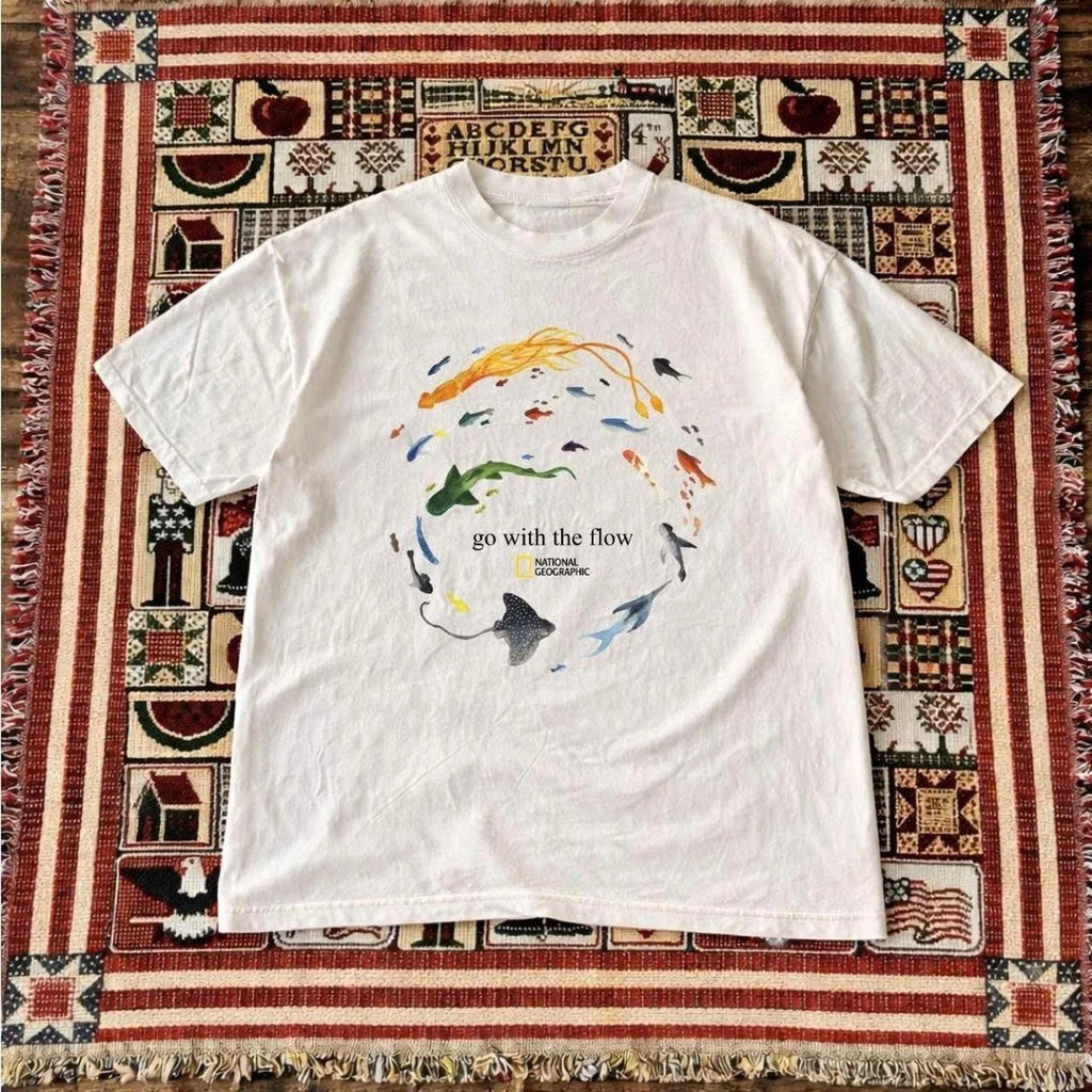 National Geographic white graphic tee