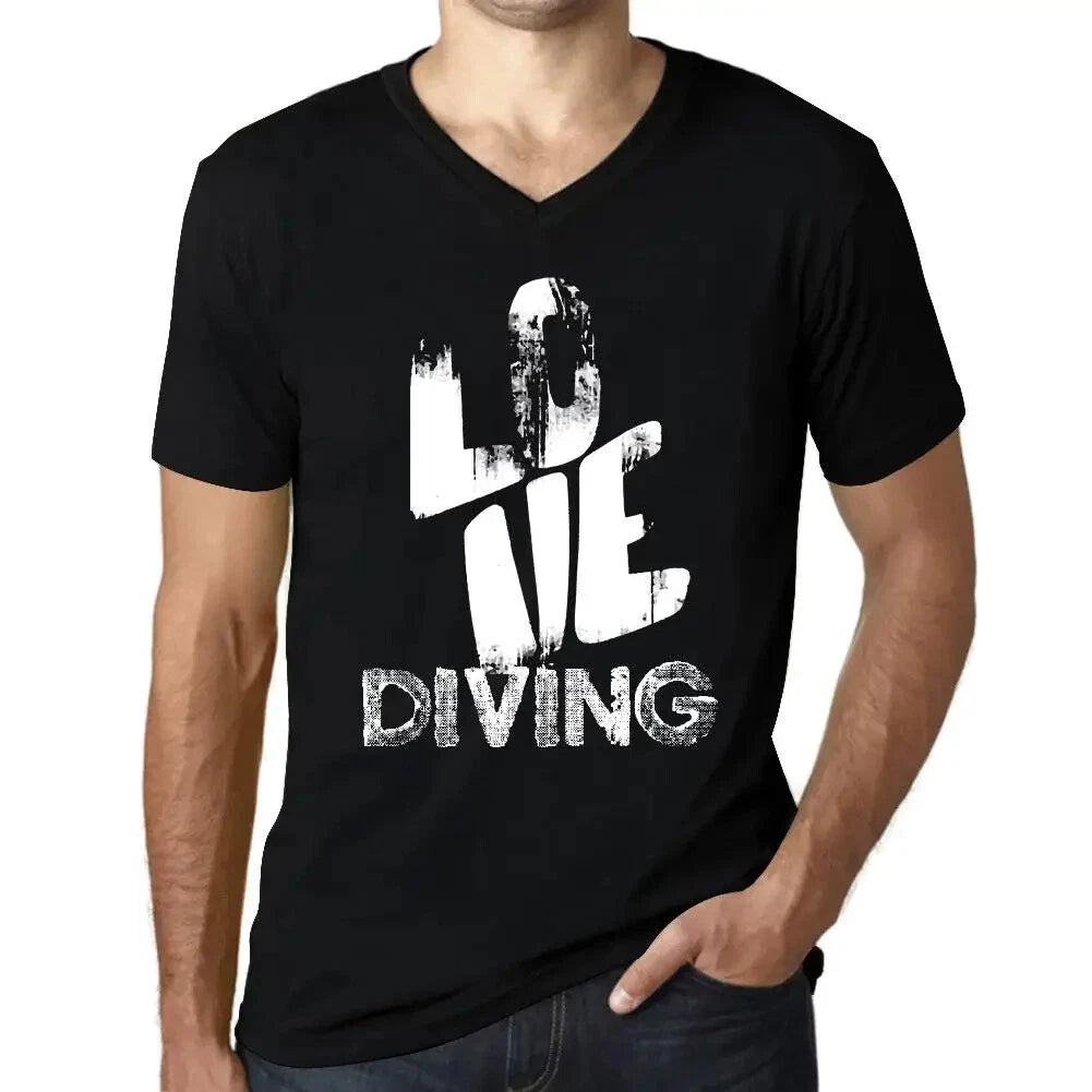 Men's Graphic T-Shirt V Neck Love Diving Eco-Friendly Limited Edition