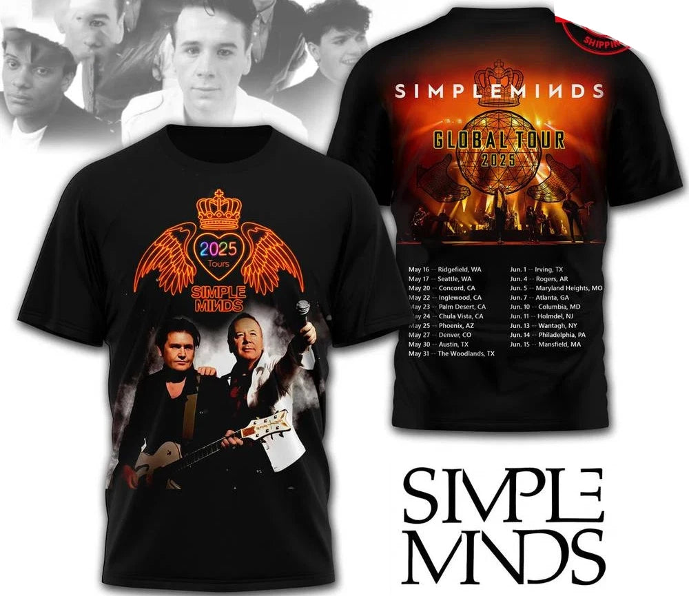 Simple Minds Global Tour 2025 aop T-Shirt All Size S-5XL CG2517