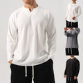 Mens Solid Long Sleeve Casual Slim Fit Basic Tunic T-Shirt Quick Dry + ☆