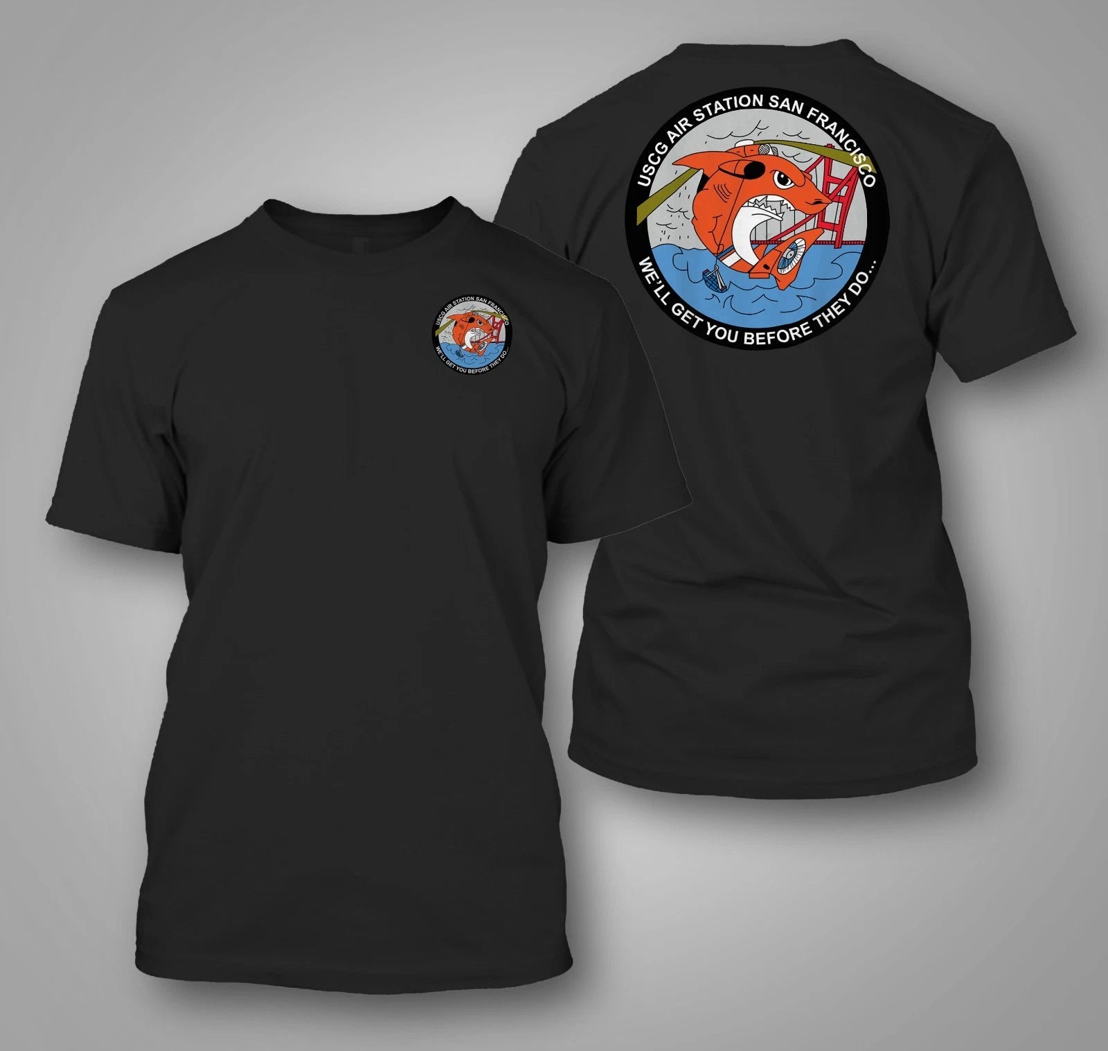 CGAS San Francisco Coast Guard Air Station -  Custom front and back tee