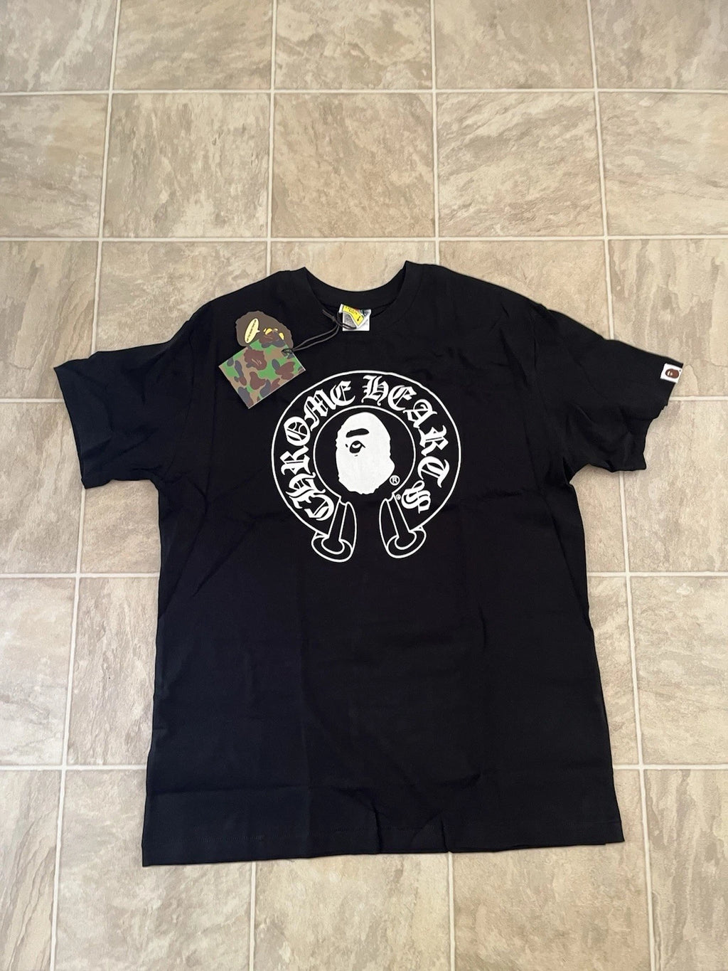 Bape X Chrome Heart Size Large T Shirt Black Short Sleeve