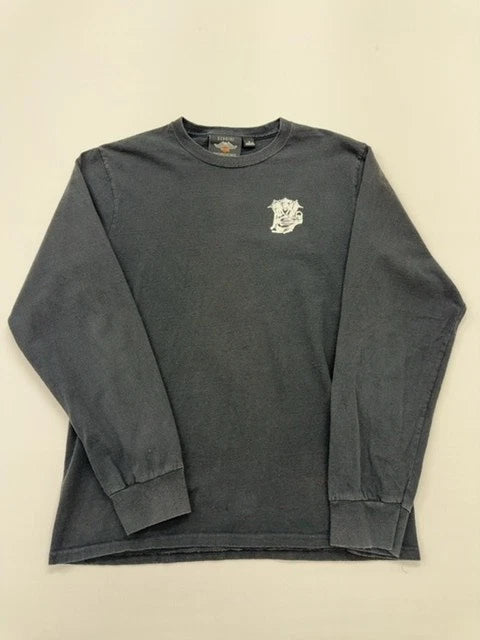 Harley-Davidson Men Charcoal Long Sleeve T-Shirt Size M Regular Fit