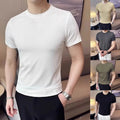 Slim Fit T-Shirt Slim Fit Crew Neck Ribbed Thin 96%Polyester+4%Spandex