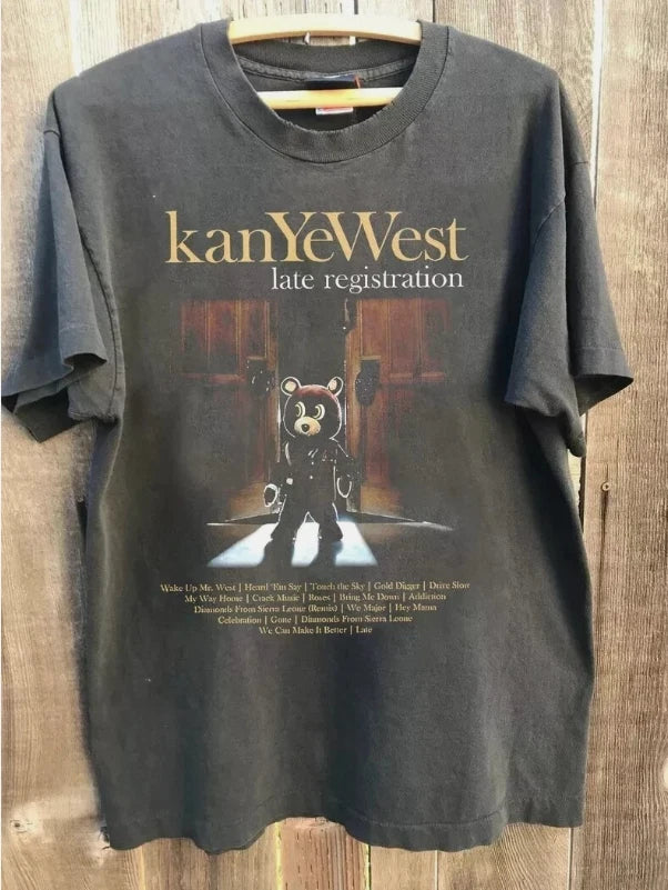 Vintage 90s Kanye West Graphic Retro Style Rappers Charcoal Unisex T-shirt