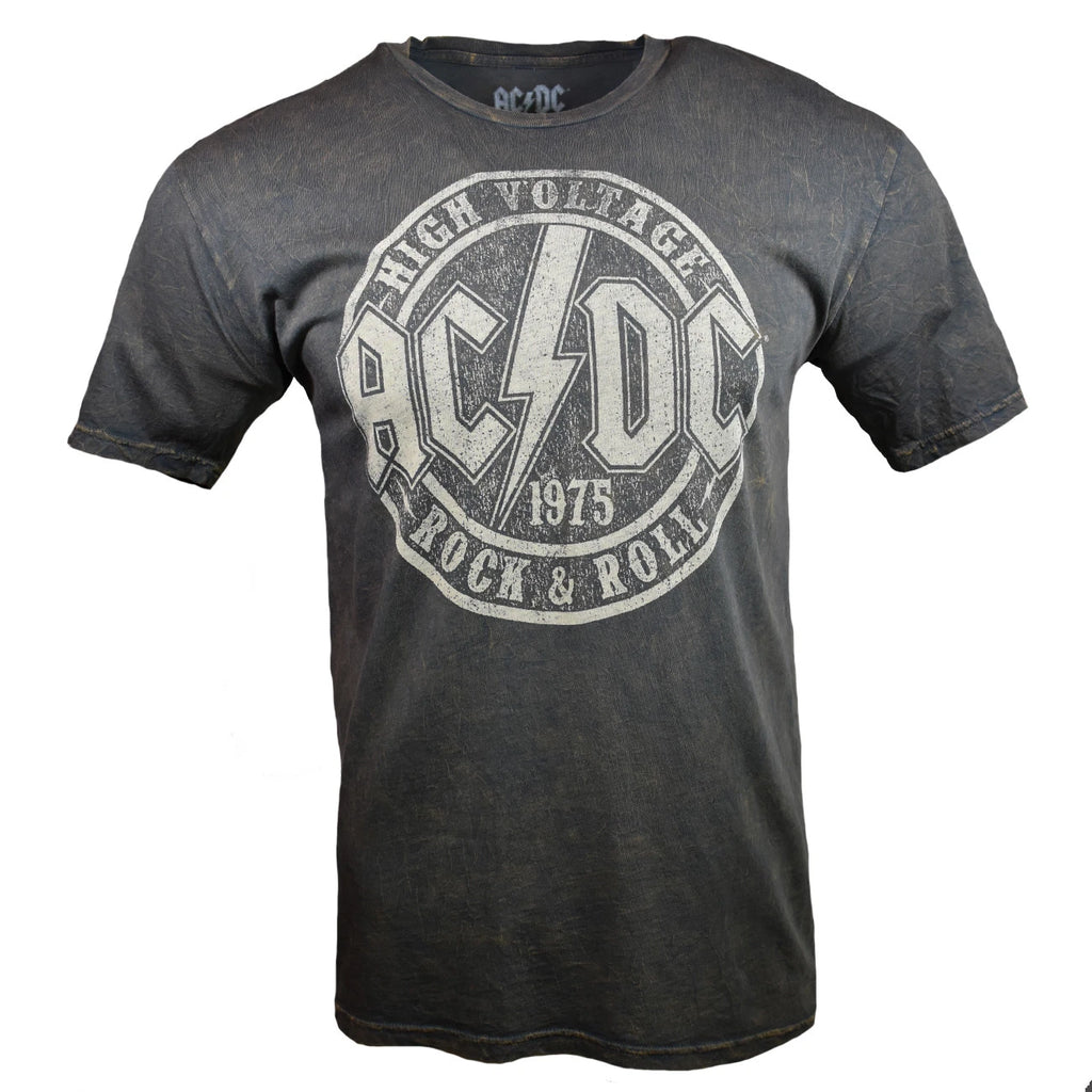 Mens AC/DC 1975 HIgh Voltage Rock & Roll Vintage Look -Size M , Vintage Brown