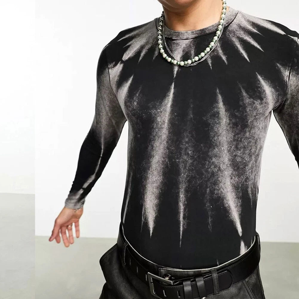 Men's Elastic Polyester Undershirt Casual Slim Fit Tee Workout  Long Sleeve