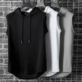 Men Gym Sleeveless Hoodie Fitness Sports Muscle Hooded Vest T-Shirt Tank Tops UK