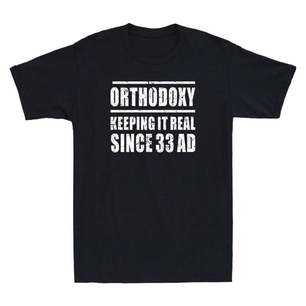 Keeping It Real Since Christian Eastern Orthodox Funny Quote Retro Men's T-Shirt