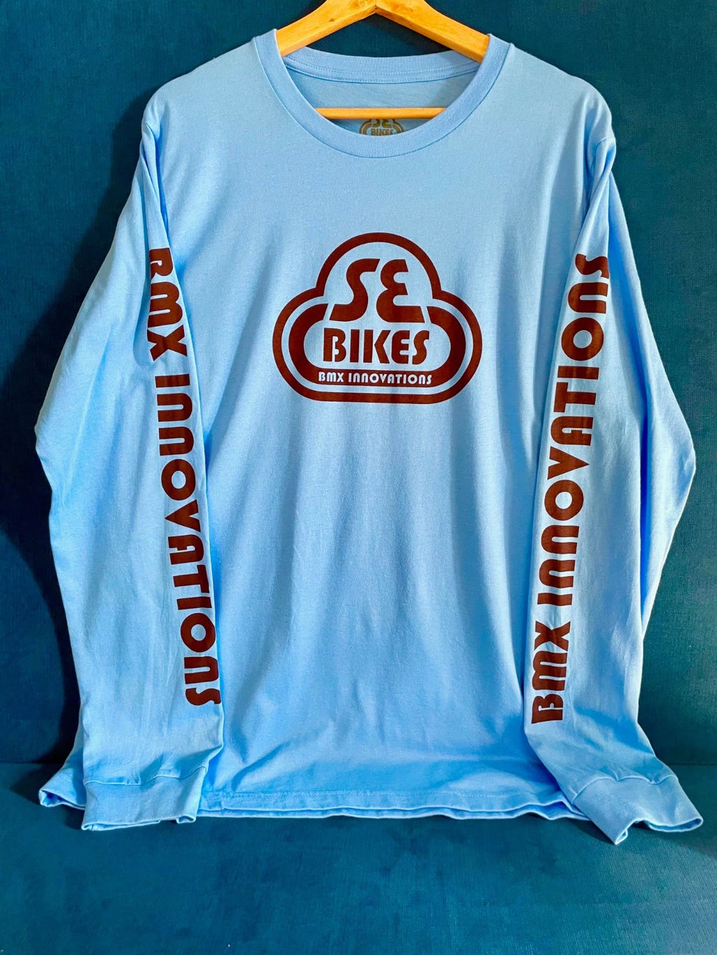 SE Bikes BMX  Innovations Size Large Long Sleeve Shirt Light Blue