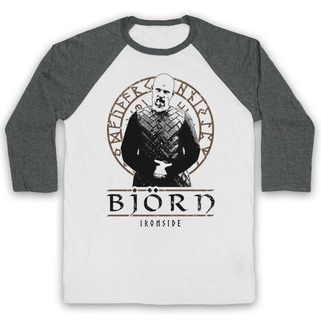VIKINGS BJORN IRONSIDE NORSE SAGA HISTORY VIKING 3/4 SLEEVE BASEBALL TEE
