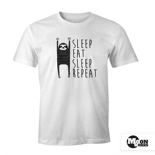 Funny Mens T-Shirt Sleep Eat Sleep Repeat Sloth Fun Shirt Moonworks®