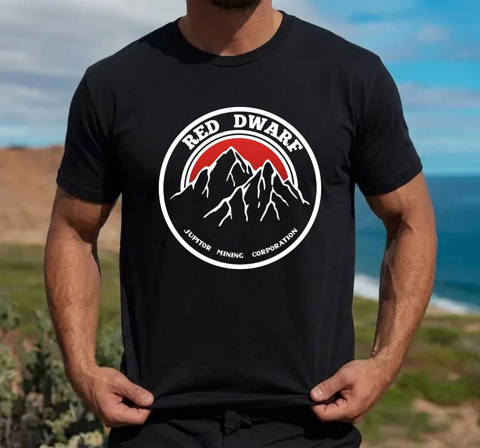 Red Dwarf Jupiter Mining Corporation T-Shirt - Vintage 80s Scifi TV Show Tee Top