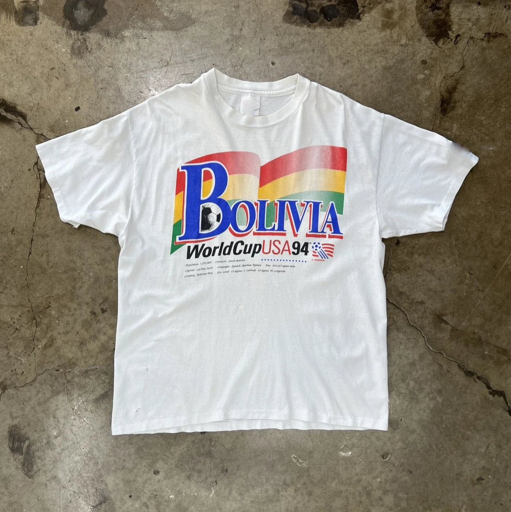 Vintage 1994 WC Bolivia Soccer T Shirt Football Reprint Graphic Tee S-5XL