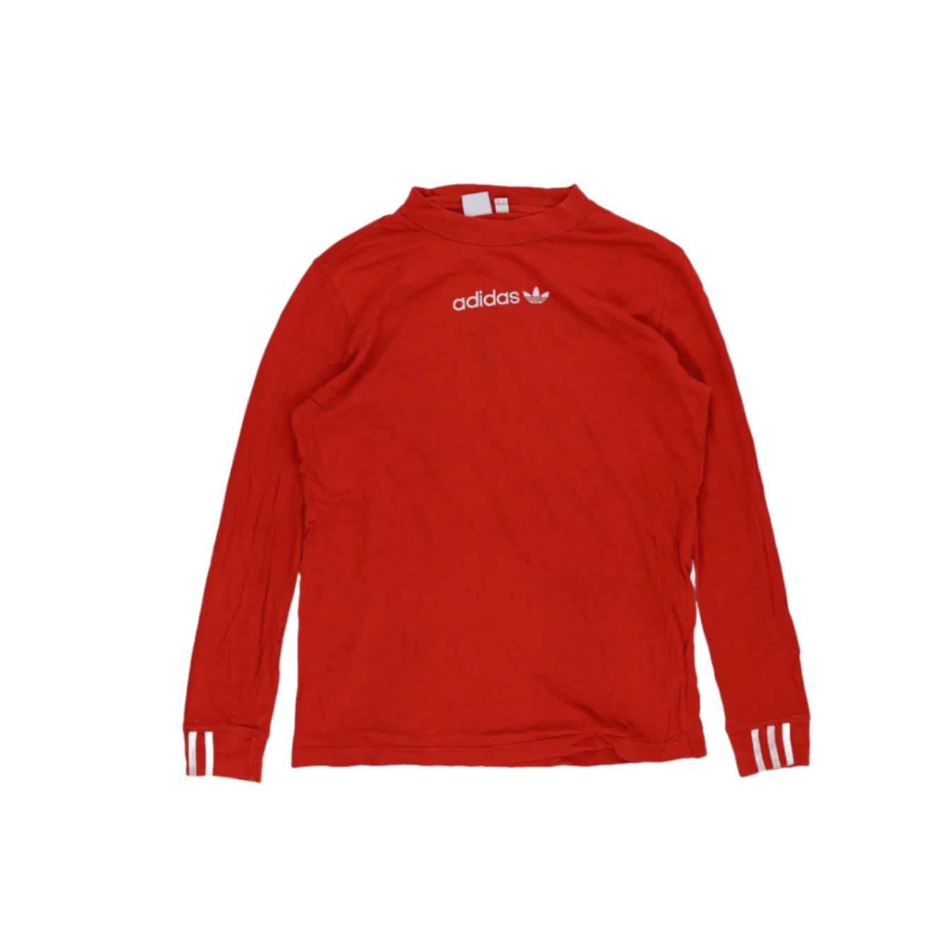 Adidas Men's Red Crew Neck Long Sleeve Cotton T-Shirt Size 10