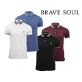 Brave Soul Mens Polo T Shirts Casual Sports Golf Short Sleeve Summer Tee Tops