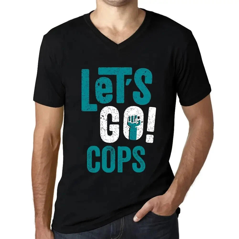 Men's Graphic T-Shirt V Neck Let's Go Cops Eco-Friendly Limited Edition