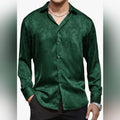 Men's Cachemir Satin Silk Dress Shirt Long Sleeve Button Down Wedding Party