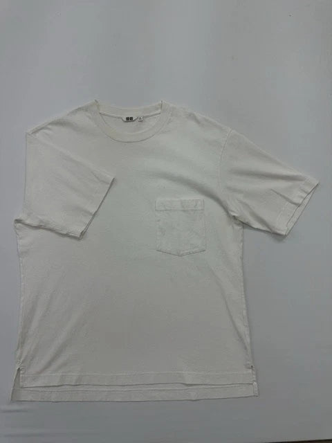 Uniqlo Men's White Pocket T-Shirt Size XL Regular Cotton Jersey Crew Neck