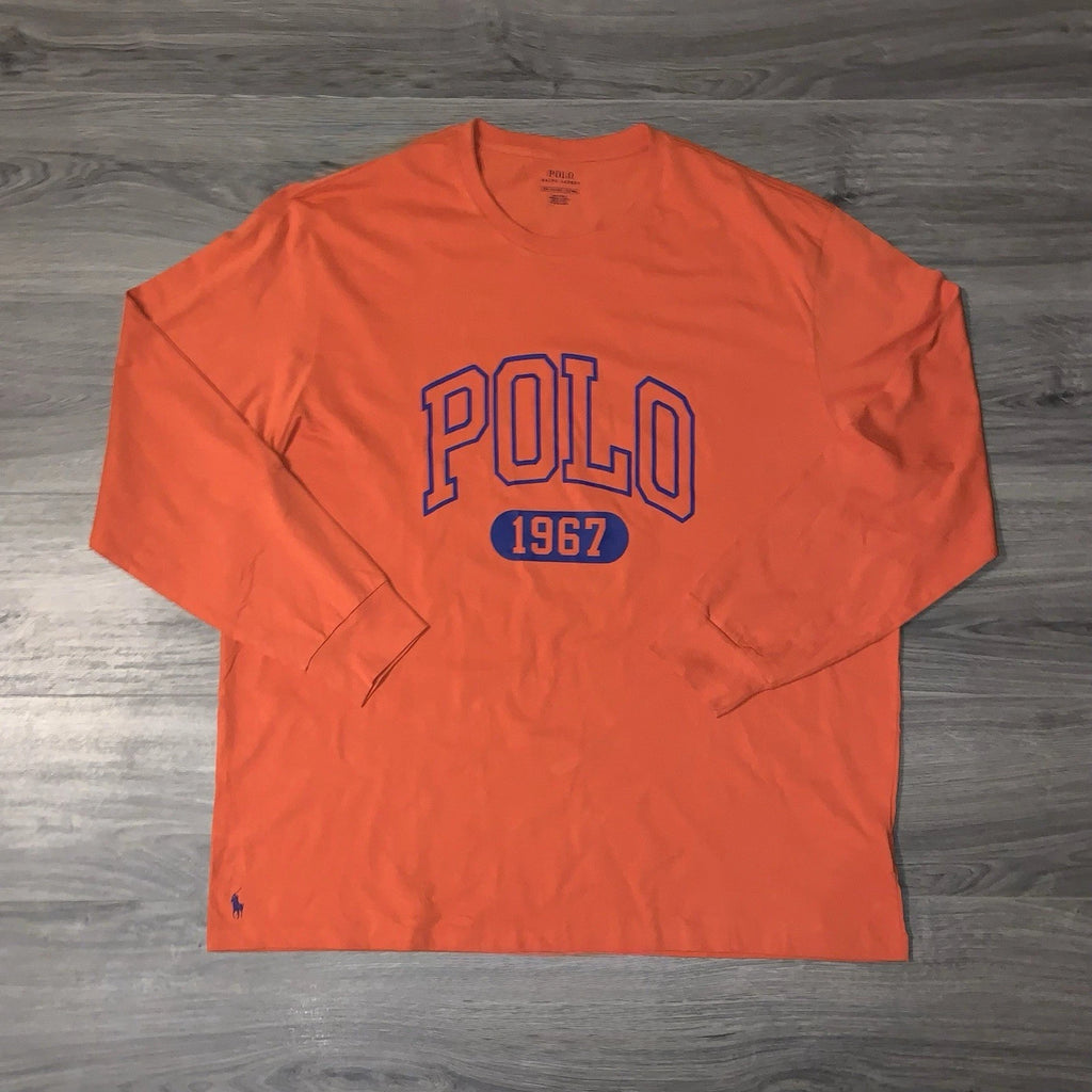 Ralph Lauren Long Sleeve T-Shirt Cotton Orange Big & Tall Men’s Size 4XB