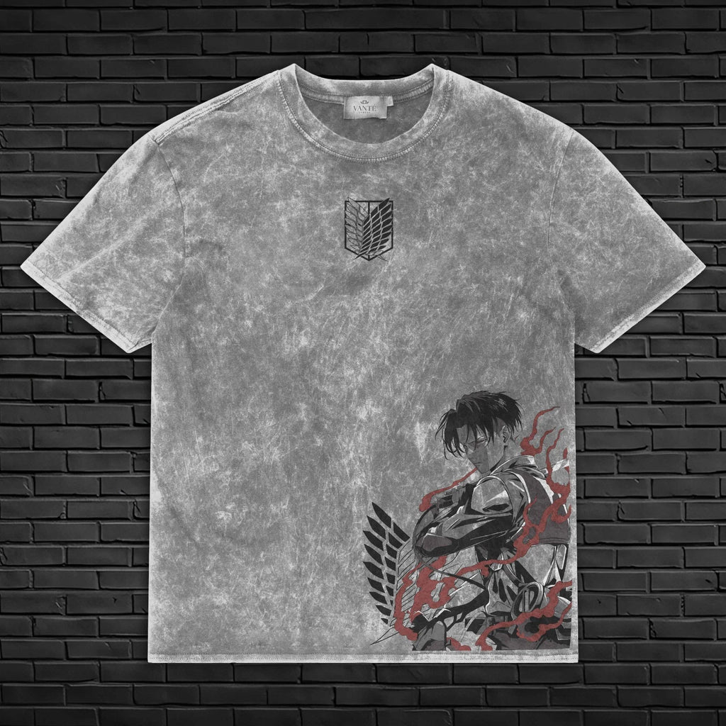 Levi Ackerman Wings of Freedom Anime T-Shirt Acid Wash Casual Tee