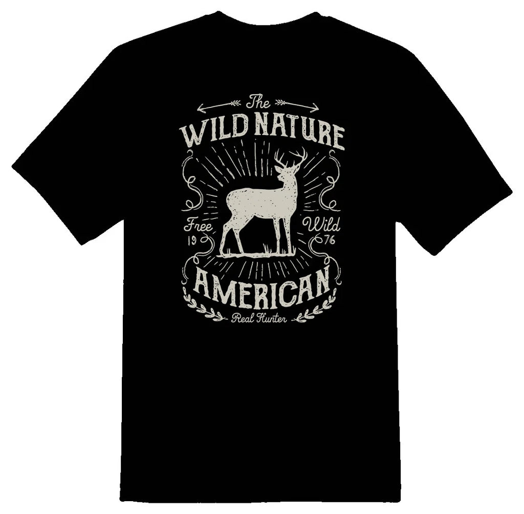 Wild Nature American real hunter black or white tee shirt