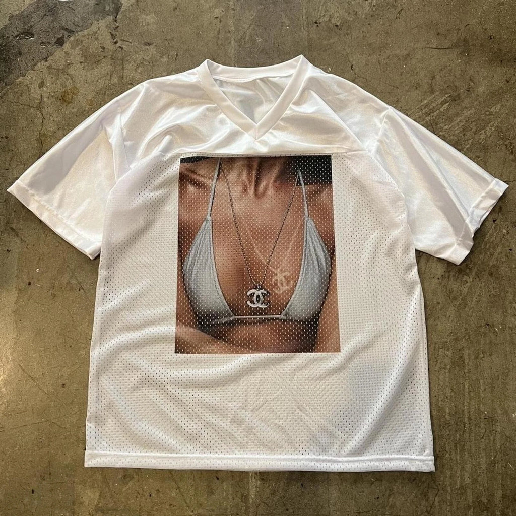 Custom white vneck football jersey