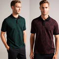 Ted Baker Mens Polo Shirt Ealis Jaquard Leaf Regular Fit Textured T-shirt