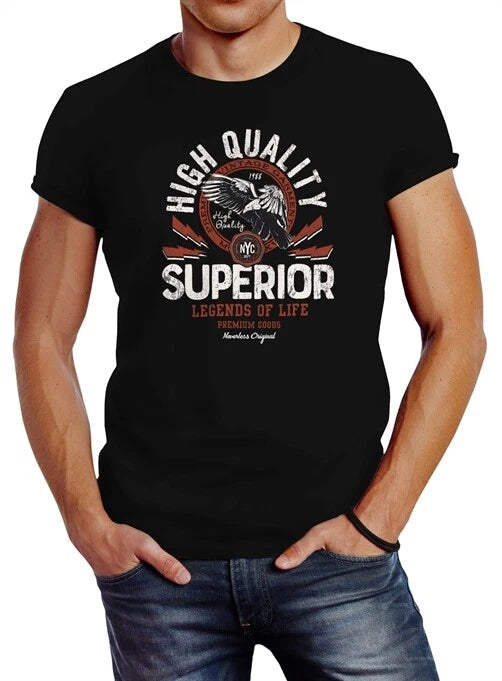 Men's Fashion Vintage Print Superior Legends of Life Eagle Slim Fit T-Shirt