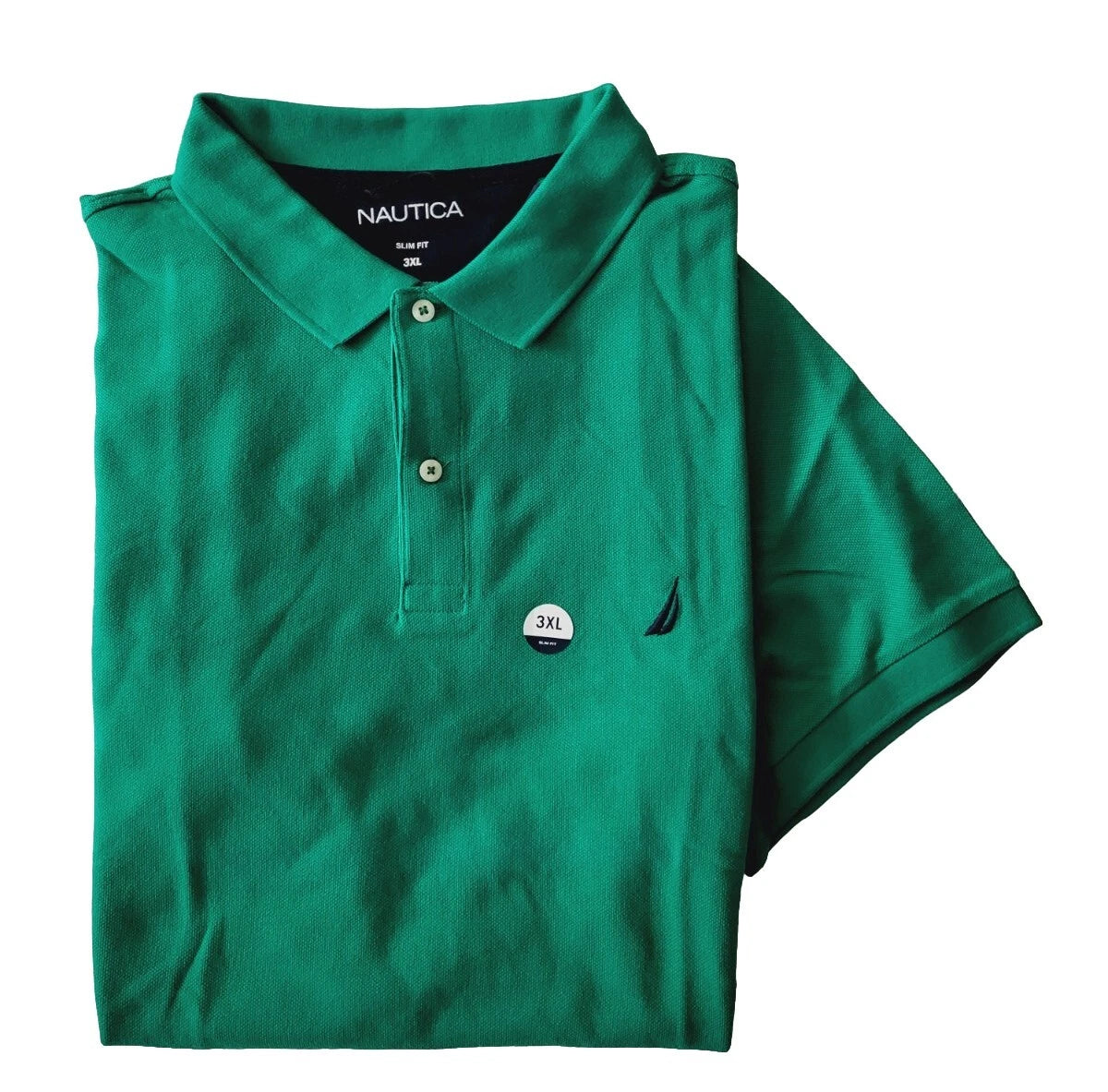 NAUTICA men`s short sleeve Polo shirt SLIM FIT Size 2XL 3XL Cotton Mesh Green