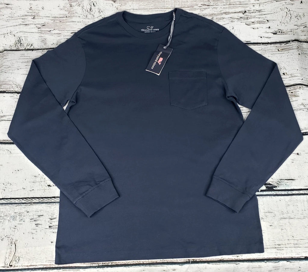 Vineyard Vines Men's Long Sleeve Pocket T-Shirt Blue Blazer Size Medium - NEW