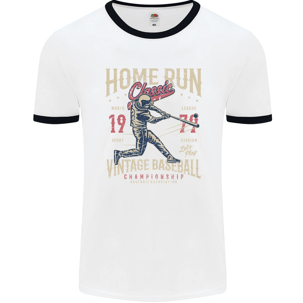 Home Run Vintage Baseball Player Mens Ringer T-Shirt