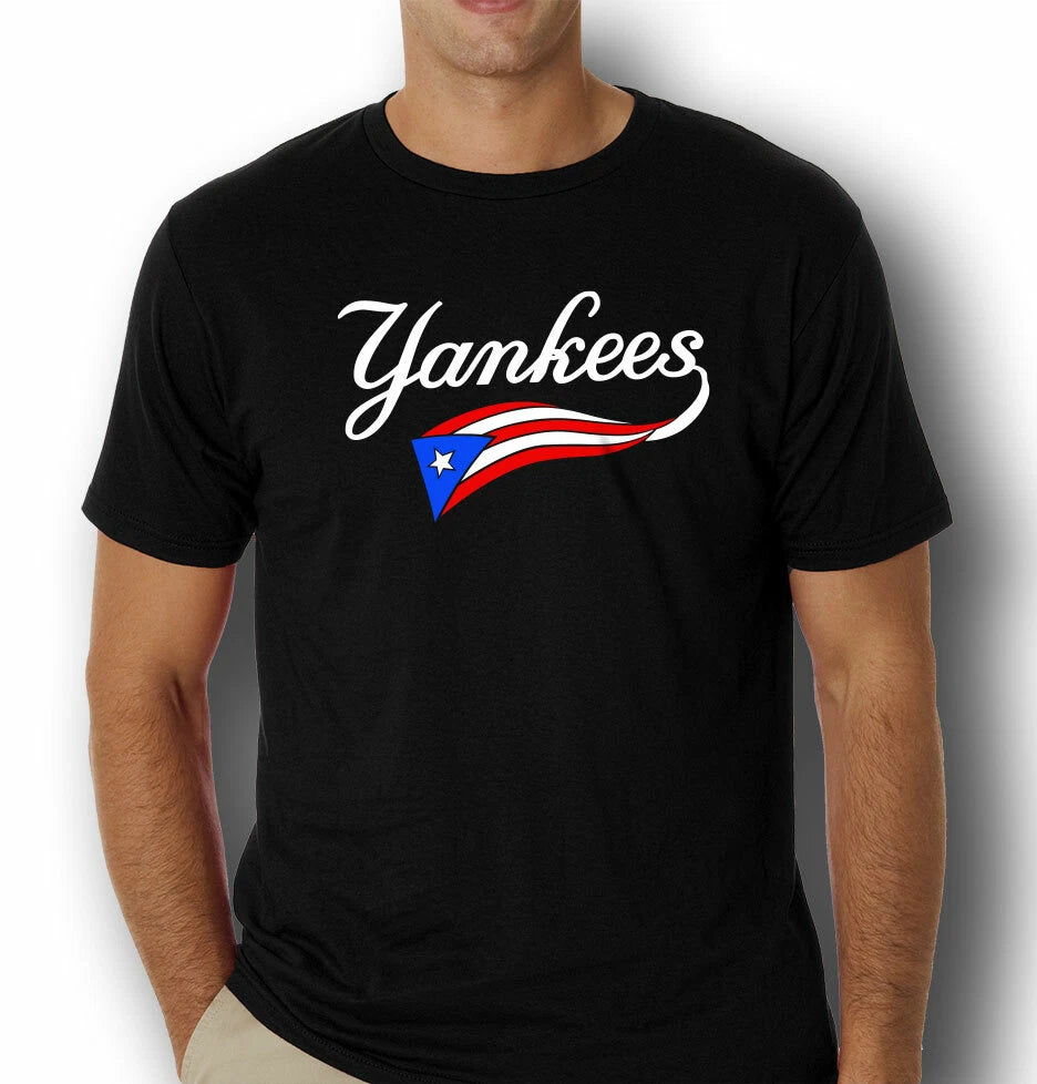 Puerto Rico Tee T-Shirt 100% Cotton Puerto Rican Flag with New York Yankees