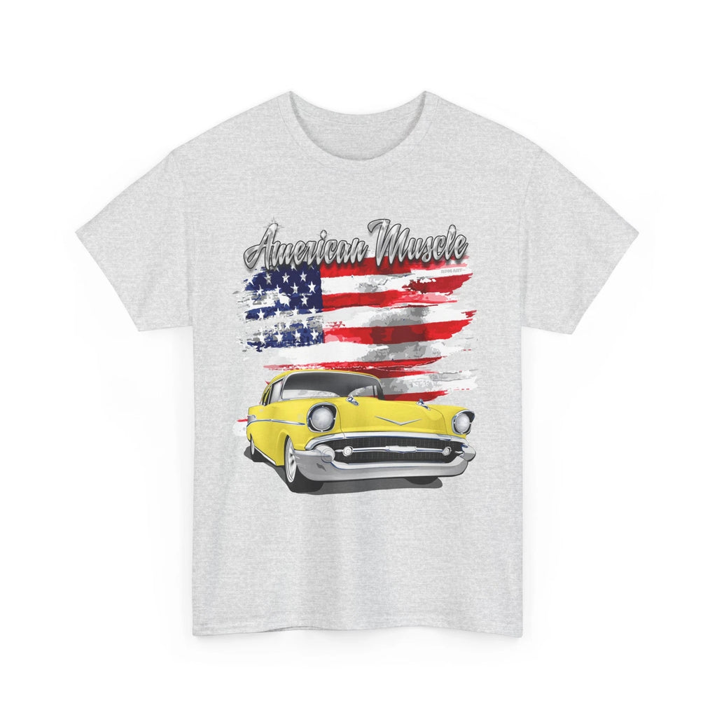 American Muscle 1957 Yellow Chevy Bel Air Chevrolet Belair Tee Shirt T-shirt