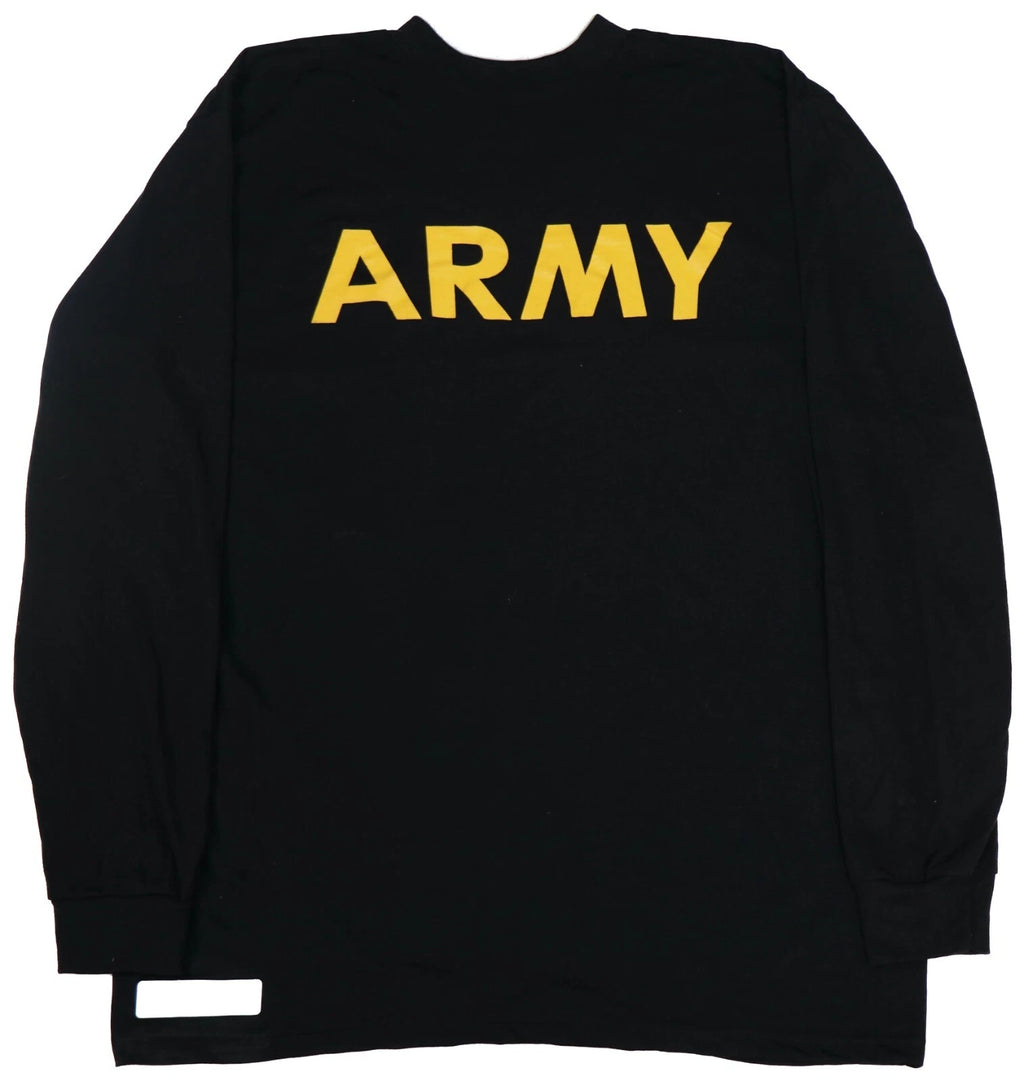 US Military Men's APFU Long Sleeve Shirt Army Black and Gold PT Fitness Shirt