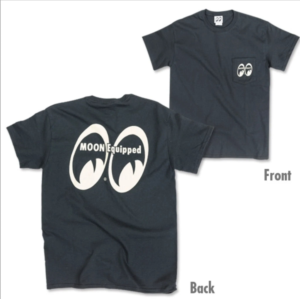 Men's Mooneyes Moon Equipped Classic Black Pocket T-Shirt Cotton MQTP002BK