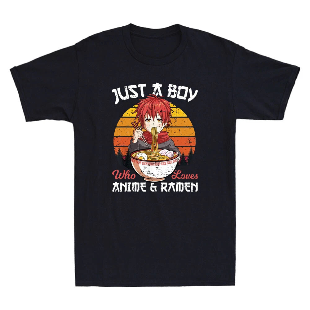 Just A Boy Who Loves Anime And Ramen Japanese Otaku Funny Vintage Men's T-Shirt