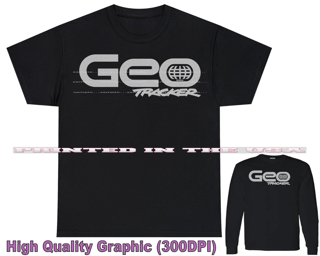 Geo Tracker Fun SUV Classic Model Silver Logo DigiRods Car Art Black T Shirt
