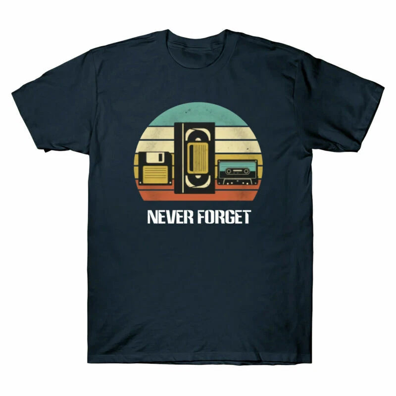 Cotton Forget And Vhs Disk, Men's Tape Cassette Floppy T-Shirt Tape, Retro Never
