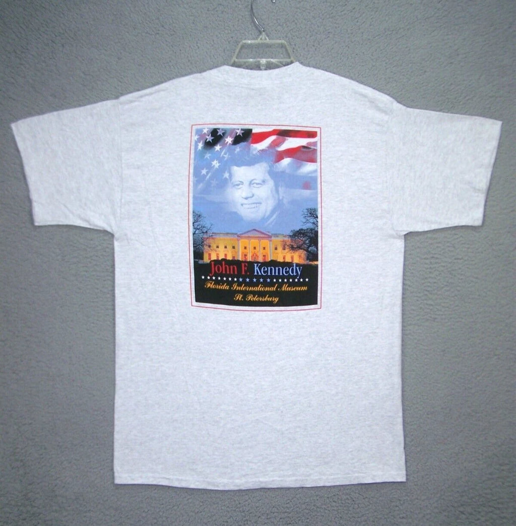 John F Kennedy Shirt Adult XXL 2XL Gray Cotton Florida International Museum Men